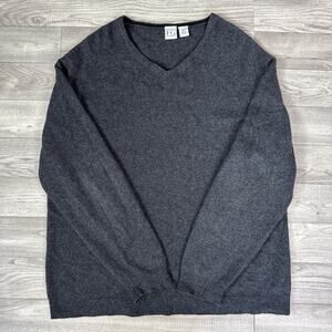 Field Gear 100% Cashmere V-Neck Pullover Sweater Chacoal Gray sz L Tall